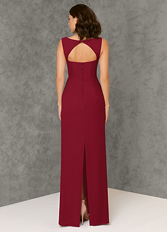 Azazie Flori Bridesmaid Dresses Burgundy Sheath Square Neckline Chiffon Dress image2