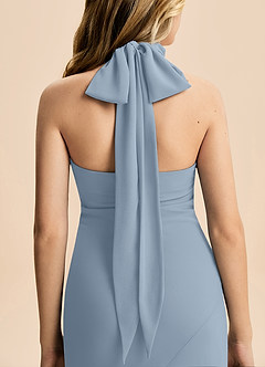 Azazie Velli Junior Dusty Blue Mermaid High Neck Chiffon Dress image6
