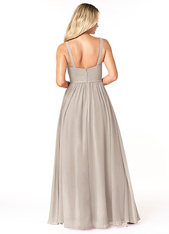 Azazie Chanel Brautjungfernkleider A-Linie Plissee Chiffon Kleid Frost image2