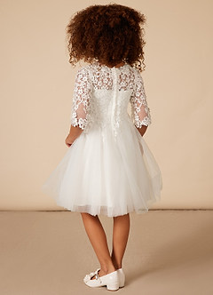 Azazie lindsay Flower Girl Dresses Ball-Gown Lace Tulle Knee-Length Dress image5