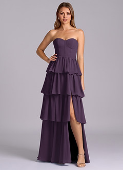 Azazie Faye Bridesmaid Dresses Plum A-Line Sweetheart Neckline Chiffon Dress image1