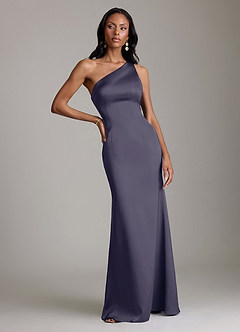 Azazie Voni Bridesmaid Dresses Stormy Mermaid One Shoulder Stretch Satin Dress image5