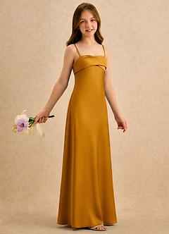Azazie Mirabella Girls Formal Flower Girl Klänningar Klänning Tubklänning i Stretch Satin Hjärtformad urringning image4