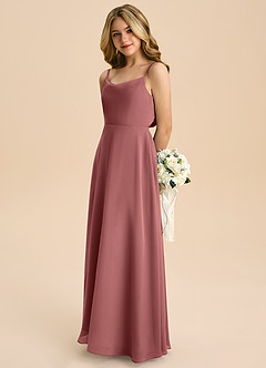 Azazie Shale Junior Amethyst A-Line Bow Chiffon Dress image6