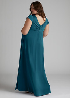 Azazie Allessia Maternity Bridesmaid Dresses A-Line Pleated Stretch Satin Floor-Length Dress image9
