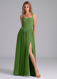 Azazie Francis Bridesmaid Dresses Basil A-Line Corset Chiffon Dress image3