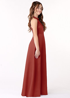 Azazie Laurel A-Linie Matter Satin Kleider Terrakotta image2