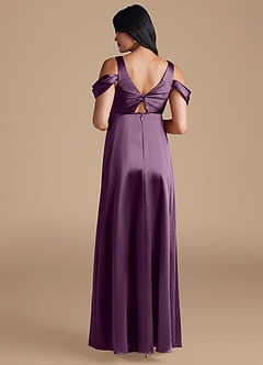 Azazie Rhea Maternity Bridesmaid Dresses A-Line Pleated Metallic Satin Floor-Length Dress image2