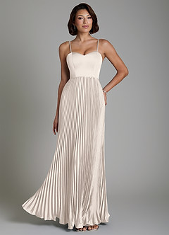 Azazie Micah Vestidos de damas de honor Vestido Alabastro Blanco de Satén Elástico de Línea A Convertible con Corsé image7