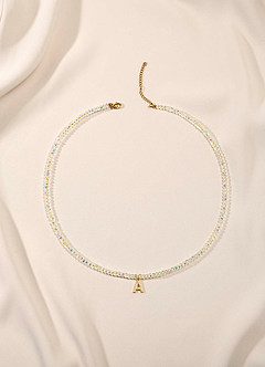 front Halsband med bokstavskristallpärlor