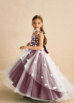 Azazie Darlina vestidos de niña de las flores Vestido de Marfil Cabernet de Tul de Princesa con Encaje image3