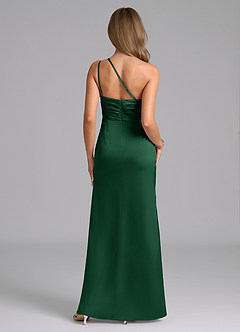 Azazie Eren Brautjungfernkleider Meerjungfrau-Linie One-Shoulder Stretch-Satin Kleid Dunkelgrün image2
