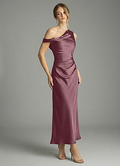 Azazie Emerson Bridesmaid Dresses Amethyst Mermaid Off the Shoulder Stretch Satin Dress image3