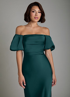 Azazie Lea Bridesmaid Dresses Pine Mermaid Off the Shoulder Stretch Satin Convertible Dress image5