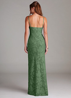 Azazie Tianna Bridesmaid Dresses Eucalyptus Sheath Lace Floral Burnout Dress image2
