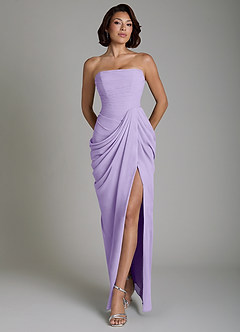 Azazie Nyra Bridesmaid Dresses Lilac Sheath Corset Chiffon Dress image1