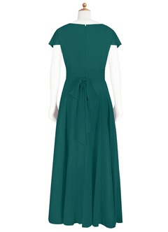 Azazie Payton Junior Peacock A-Line Bow Chiffon Dress image7