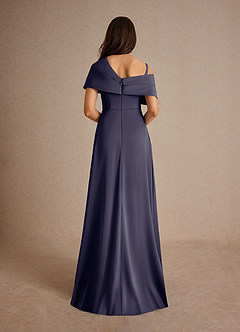 Azazie Milton Mother of the Bride Dresses Stormy A-Line Pleated Stretch Satin Dress image4