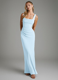 Azazie Asa Bridesmaid Dresses Sky Blue Sheath Corset Chiffon Dress image6
