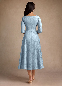 Azazie Durant Abiti per la Madre della Sposa Abito A-Line in Burnout Floreale Plissettato Azzurro image3