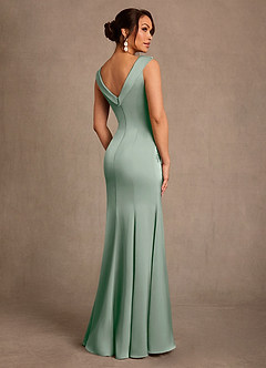 Azazie Franny Mother of the Bride Dresses Agave Sheath Lace Stretch Satin Dress image2