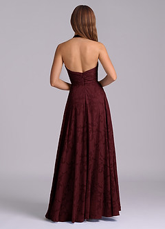 Azazie Tessie Brudtärnklänningar Klä av A-Linje i Blommig Utbrändhet Plisserad Cabernet image2
