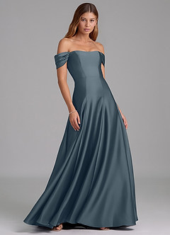 Azazie Seriana Brautjungfernkleider Wandelbar A-Linie Schulterfrei Stretch-Satin Kleid Zwielichtviolett image4