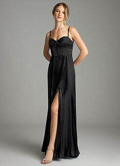 Azazie Akiko Bridesmaid Dresses Black A-Line Sweetheart Neckline Stretch Satin Dress image4