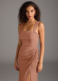 Azazie Jesaphine Bridesmaid Dresses Bronzer Sheath Bow Chiffon Dress image7