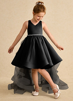 Azazie Julietta Flower Girl Dresses Black Ball-Gown Convertible Tulle Dress image5
