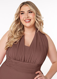 Azazie Fifi Bridesmaid Dresses Espresso A-Line Strapless Chiffon Convertible Dress image16