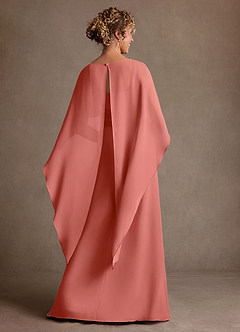 Azazie Marilla Mère de la mariée Robes Robe Trapèze en Mousseline de soie Plissée Rose Saumon image3