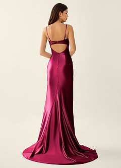 Philomena Wine Corset Stretch Satin Mermaid Prom Dress image6