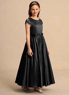 Azazie Bunny Girl Robe Demoiselle D'honneur Fillette Robe Princesse en Dentelle Noir image5