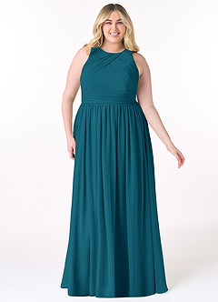 Azazie Harper Bridesmaid Dresses Ink Blue A-Line Pleated Chiffon Dress image6