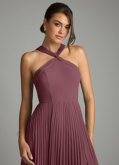 Azazie Afra Abiti da Damigella Abito A-Line in Chiffon Plissettato Sangria image5