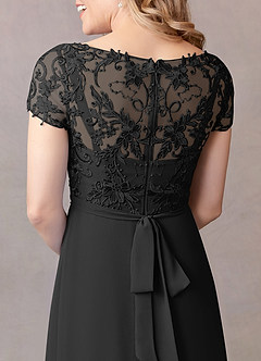 Azazie Mamie Mother of the Bride Dresses Black A-Line Lace Chiffon Dress image6