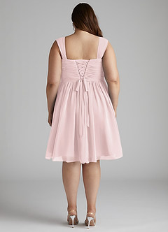 Azazie Angie Bridesmaid Dresses Blushing Pink A-Line Corset Chiffon Dress image18