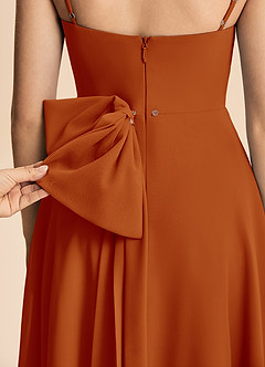 Azazie Bear Junior Paprika A-Line Pleated Chiffon Dress image8