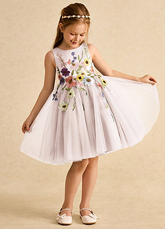 Azazie Prima Flower Girl Dresses Rose Petal A-Line Bow Tulle Dress image3