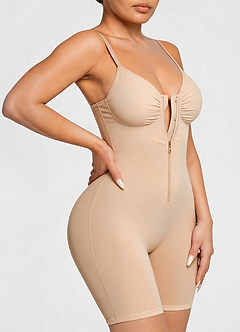 front Nahtloser Shapewear-Body mit hohem Kompressionsgrad und Reißverschluss