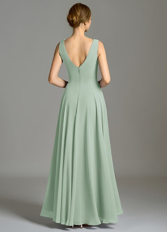 Azazie Wonderland Bridesmaid Dresses Agave A-Line Pleated Chiffon Dress image2