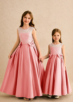 Azazie Candy Girl Flower Girl Klänningar Klä Balklänning i Matt satäng Rosett image3