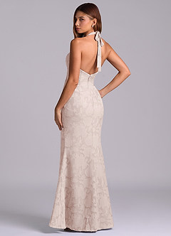 Azazie Valerie 신부 들러리 드레스 인어 주름진 플로럴 번아웃 바닥 길이 드레스 image6