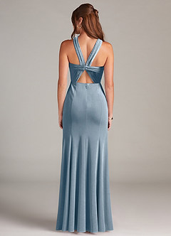 Azazie Rue Robes de demoiselle d'honneur Robe Trapèze en velours Plissée Bleu Poussiéreux image5