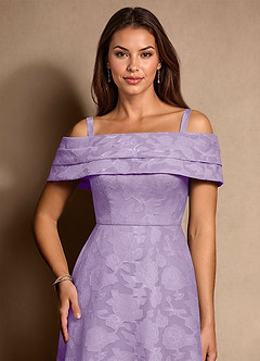 Azazie New Britain 신부의 어머니 드레스 A라인 주름진 플로럴 번아웃 플로어 길이 드레스 image6