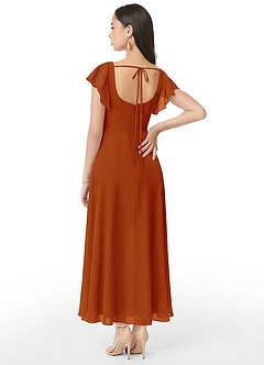 Azazie Bondi Bridesmaid Dresses Paprika A-Line Ruched Chiffon Dress image5