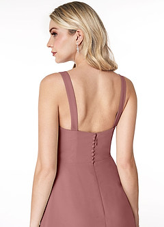 Azazie Jay Bridesmaid Dresses Desert Rose A-Line Square Neckline Side Slit Chiffon Dress image6