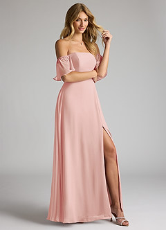 Azazie Sue At-home Try On Dresses Matcha A-Line Off the Shoulder Chiffon Convertible Dress image5