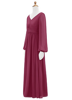 Azazie Norah Junior Mulberry A-Line Pleated Chiffon Dress image8